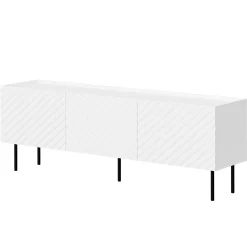 Garnero Arredamenti Mobile Tv Basso-Mobile porta TV 166x59h cm 3 ante con frontali decorati bianco Daniele Bianco Opaco