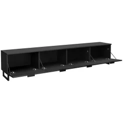 Garnero Arredamenti Mobili Tv Moderni|Mobile Tv Moderno-Mobile porta tv 200x40h cm 4 ante cannettato moderno nero grafite Tiziana