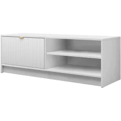 Garnero Arredamenti Mobili Tv Moderni|Mobile Tv Moderno-Mobile porta tv 120x40h cm 1 anta 2 vani a giorno cannettato bianco Athena Bianco Opaco