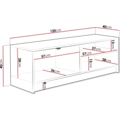 Garnero Arredamenti Mobili Tv Moderni|Mobile Tv Moderno-Mobile porta tv 120x40h cm 1 anta 2 vani a giorno cannettato bianco Athena Bianco Opaco