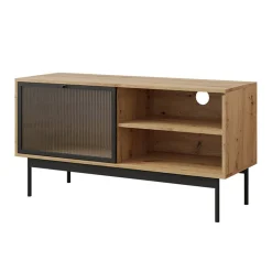 Garnero Arredamenti Mobile Tv Basso|Mobili Tv Moderni-Mobile porta TV 117x60h cm 1 anta 2 vani a giorno rovere nero Herning
