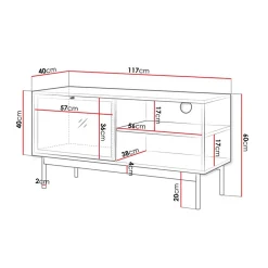 Garnero Arredamenti Mobile Tv Basso|Mobili Tv Moderni-Mobile porta TV 117x60h cm 1 anta 2 vani a giorno rovere nero Herning