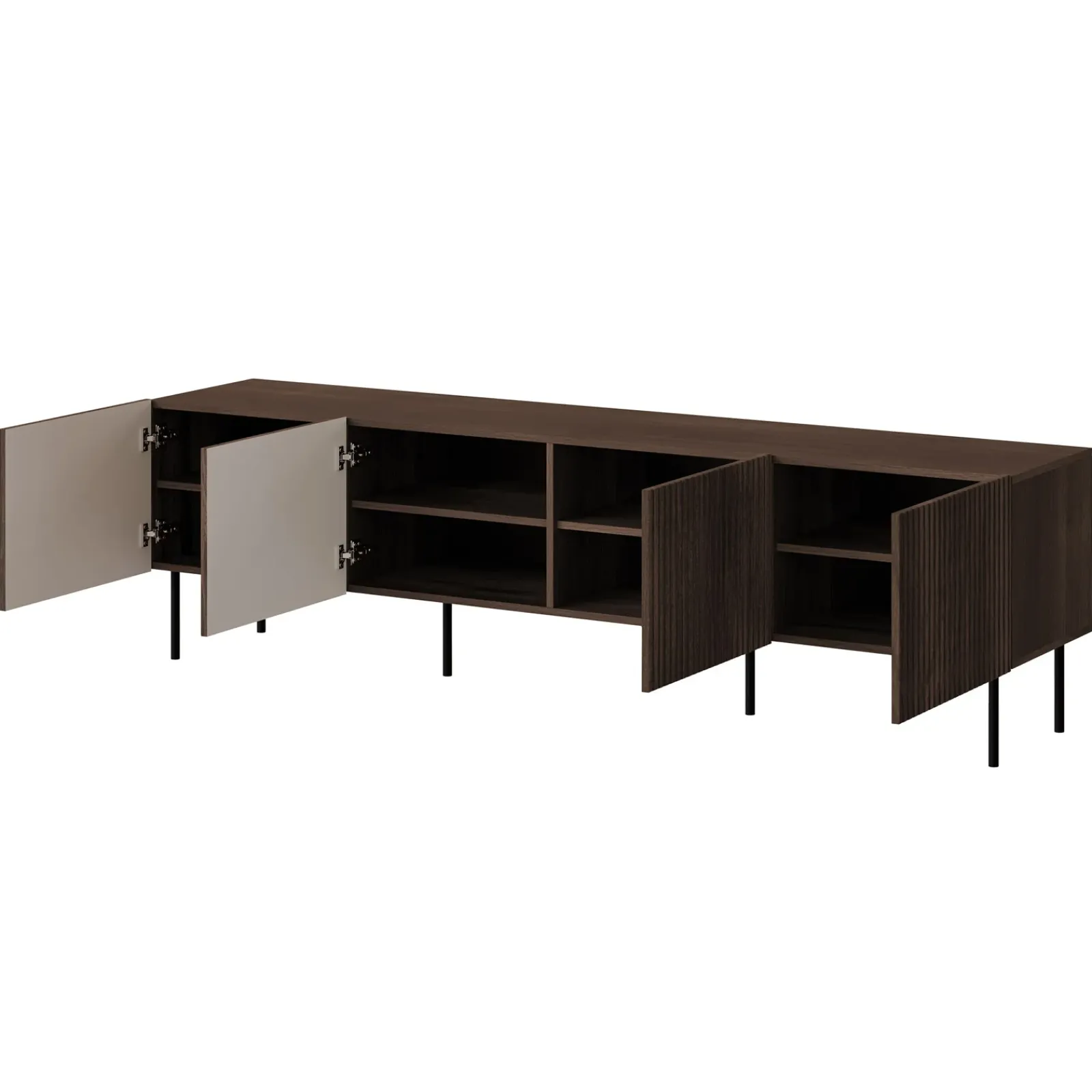 Garnero Arredamenti Mobile Tv Basso|Mobili Tv Moderni-Mobile porta TV 201x58h cm 4 ante noce cannettato Gabiot