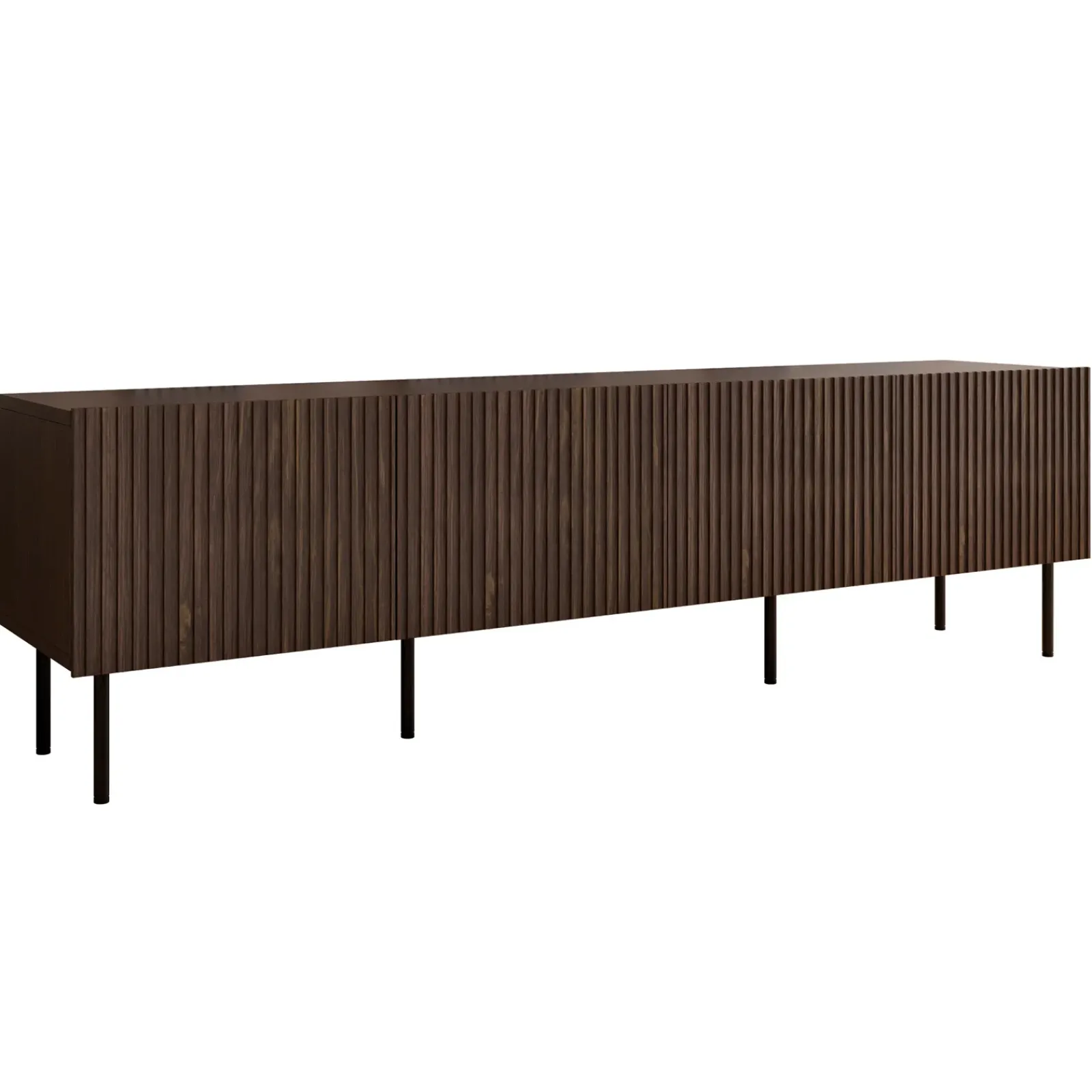 Garnero Arredamenti Mobile Tv Basso|Mobili Tv Moderni-Mobile porta TV 201x58h cm 4 ante noce cannettato Gabiot