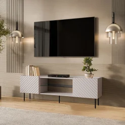 Garnero Arredamenti Mobile Tv Basso-Mobile porta TV 181x59h cm 2 ante 2 vani con frontali decorati Daniele Beige