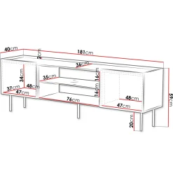 Garnero Arredamenti Mobile Tv Basso-Mobile porta TV 181x59h cm 2 ante 2 vani con frontali decorati Daniele Beige