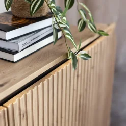 Garnero Arredamenti Mobili Tv Moderni|Mobile Tv Moderno-Mobile porta TV 193x56h cm 4 ante led cannettato nero Camelia Rovere Rustico