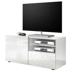 Garnero Arredamenti Mobile Tv Basso|Mobili Tv Moderni-Mobile porta TV 122x57h cm 1 anta 1 cassetto bianco Paradise Bianco Lucido