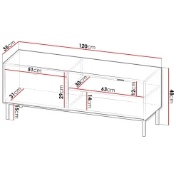 Garnero Arredamenti Mobile Tv Basso|Mobili Tv Moderni-Mobile porta TV 120x48h cm 1 anta 2 vani bianco opaco Giuggiola