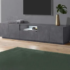 Garnero Arredamenti Mobile Tv Basso|Mobili Tv Moderni-Mobile porta TV 220x46h cm 4 ante Candia Gihome® Ossido
