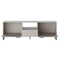 Garnero Arredamenti Mobili Tv Moderni|Mobile Tv Moderno-Mobile porta TV 179x60h cm 2 ante a ribalta 1 cassetto beige cashmere nero Casmira