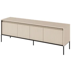 Garnero Arredamenti Mobili Tv Moderni|Mobile Tv Moderno-Mobile porta TV 167x56h cm 2 ante led cannettato nero Camelia Beige