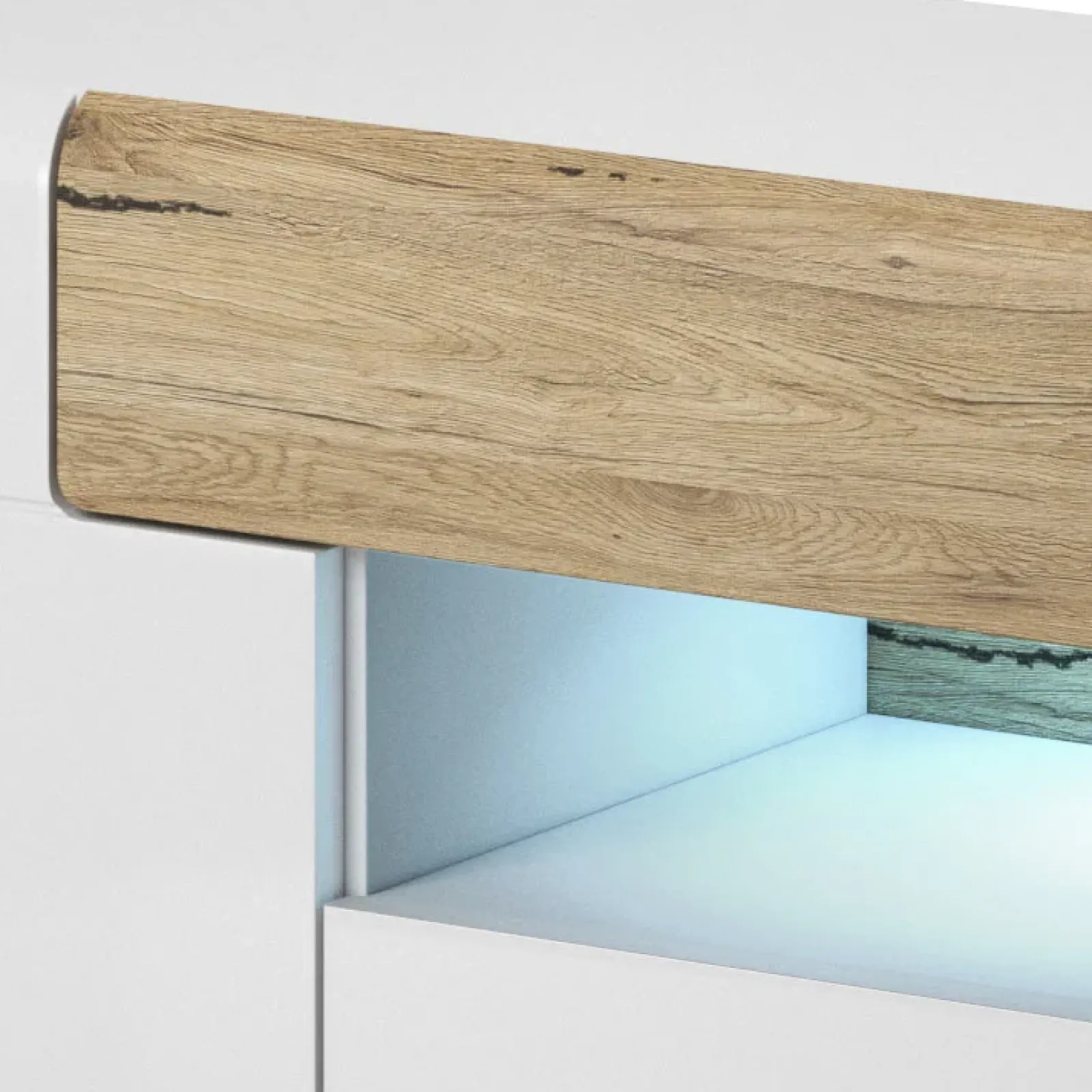 Garnero Arredamenti Mobile Tv Basso|Mobili Tv Moderni-Mobile porta TV 208x48h cm 2 ante 4 cassetti bianco lucido rovere Tahiti