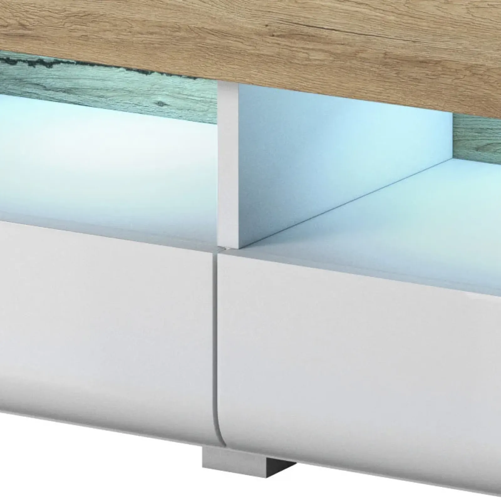 Garnero Arredamenti Mobile Tv Basso|Mobili Tv Moderni-Mobile porta TV 208x48h cm 2 ante 4 cassetti bianco lucido rovere Tahiti