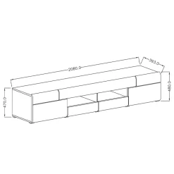 Garnero Arredamenti Mobile Tv Basso|Mobili Tv Moderni-Mobile porta TV 208x48h cm 2 ante 4 cassetti bianco lucido rovere Tahiti