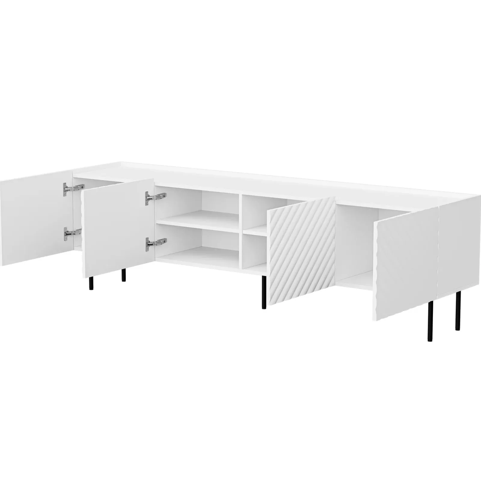 Garnero Arredamenti Mobile Tv Basso-Mobile porta TV 200x59h cm 4 ante con frontali decorati bianco Daniele Bianco Opaco