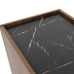 Garnero Arredamenti Mobili Tv Moderni|Mobile Tv Moderno-Mobile porta TV 200x50h cm 4 ante piano effetto marmo nero noce Caliva