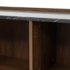 Garnero Arredamenti Mobili Tv Moderni|Mobile Tv Moderno-Mobile porta TV 200x50h cm 4 ante piano effetto marmo nero noce Caliva