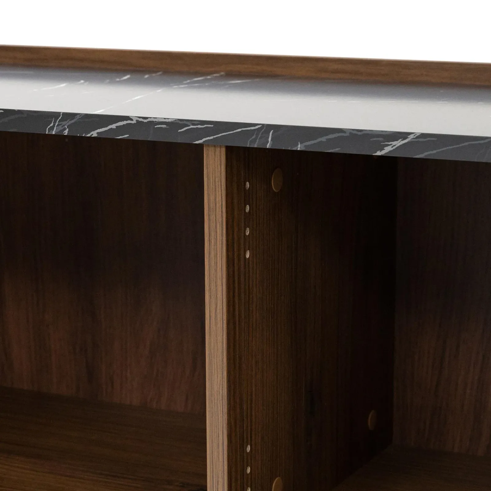 Garnero Arredamenti Mobili Tv Moderni|Mobile Tv Moderno-Mobile porta TV 200x50h cm 4 ante piano effetto marmo nero noce Caliva