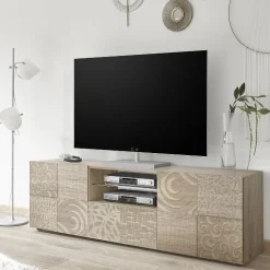 Garnero Arredamenti Mobile Tv In Legno|Mobile Tv Basso-Mobile porta TV 181x57h cm 2 ante 1 cassetto soggiorno samoa Paradise Rovere