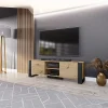 Garnero Arredamenti Mobile Tv Basso|Mobili Tv Moderni-Mobile porta TV 160x51h cm 2 ante rovere nero Elbrus