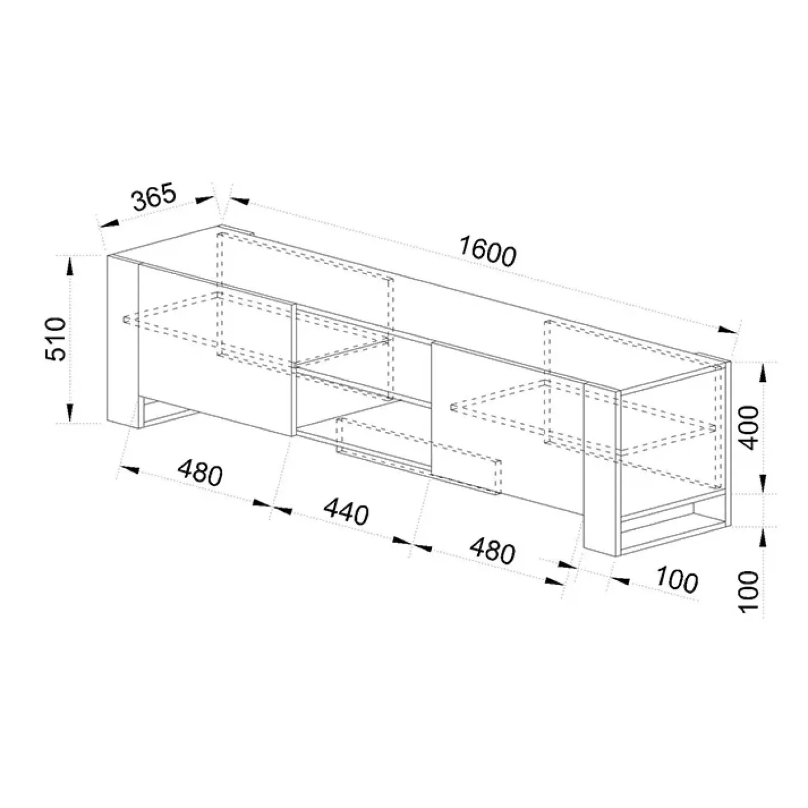 Garnero Arredamenti Mobile Tv Basso|Mobili Tv Moderni-Mobile porta TV 160x51h cm 2 ante rovere nero Elbrus