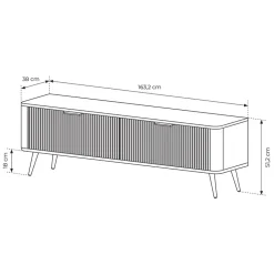 Garnero Arredamenti Mobile Tv Basso-Mobile porta TV 163x51h cm 2 ante cannettato Ramis Nero Opaco