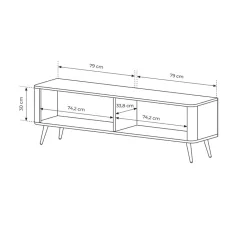 Garnero Arredamenti Mobile Tv Basso-Mobile porta TV 163x51h cm 2 ante cannettato Ramis Nero Opaco