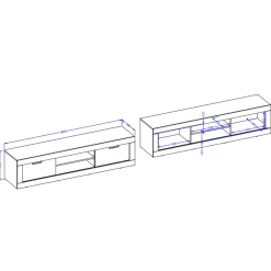 Garnero Arredamenti Mobili Tv Moderni|Mobile Tv Moderno-Mobile porta tv 180x43h cm 2 ante rovere rustico nero Ilyssa