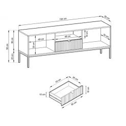 Garnero Arredamenti Mobile Tv Basso|Mobili Tv Moderni-Mobile porta TV 154x56h cm 2 ante moderno soggiorno Alisa Beige