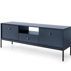 Garnero Arredamenti Mobile Tv Basso|Mobili Tv Moderni-Mobile porta TV 154x56h cm 2 ante con cassetto moderno blu notte Glory