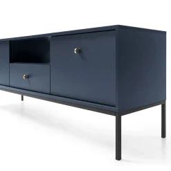 Garnero Arredamenti Mobile Tv Basso|Mobili Tv Moderni-Mobile porta TV 154x56h cm 2 ante con cassetto moderno blu notte Glory