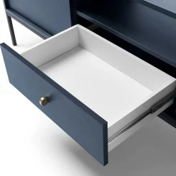 Garnero Arredamenti Mobile Tv Basso|Mobili Tv Moderni-Mobile porta TV 154x56h cm 2 ante con cassetto moderno blu notte Glory