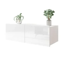 Garnero Arredamenti Mobile Tv Basso|Mobili Tv Moderni-Mobile porta TV 100x37h cm 2 ante Mons Bianco Lucido