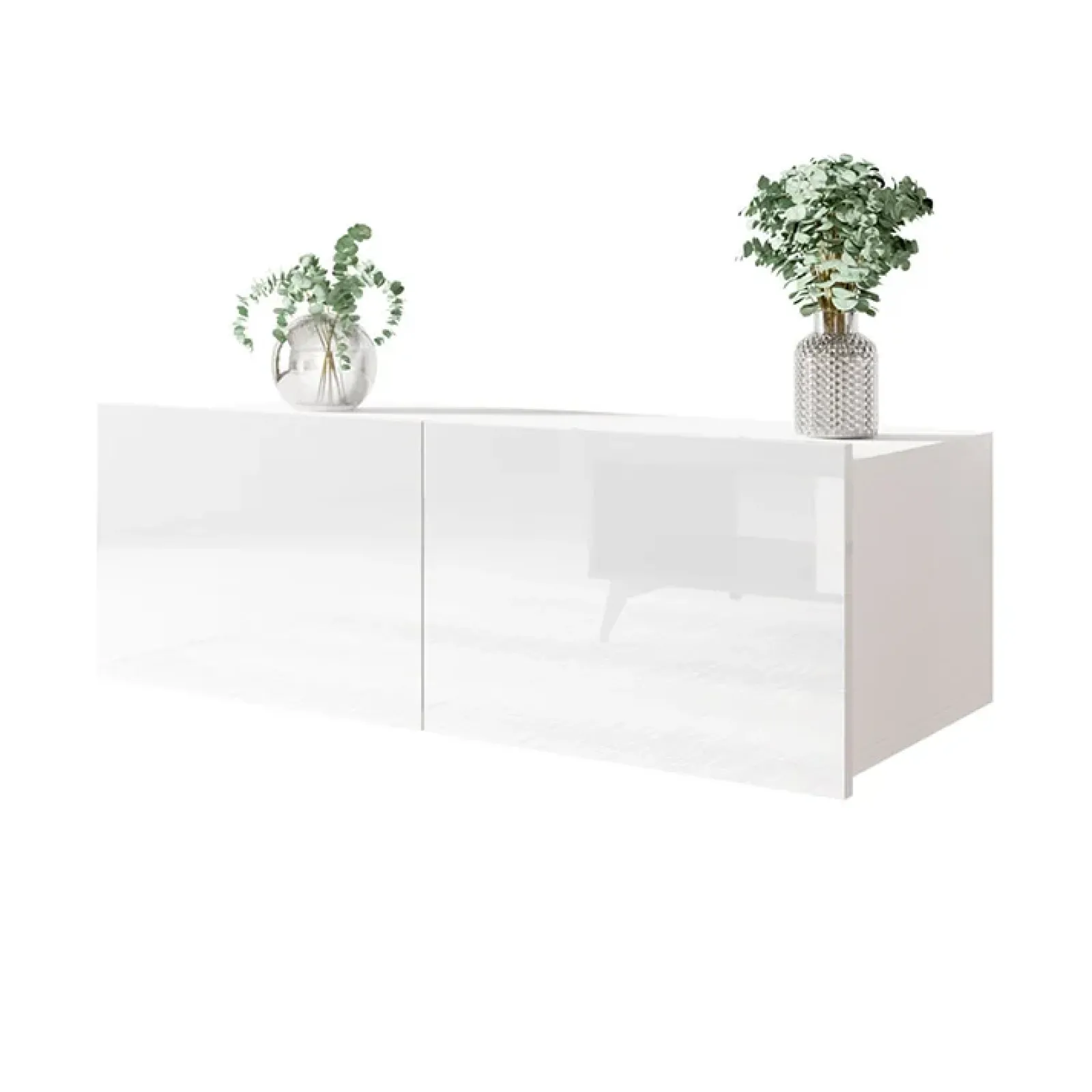 Garnero Arredamenti Mobile Tv Basso|Mobili Tv Moderni-Mobile porta TV 100x37h cm 2 ante Mons Bianco Lucido