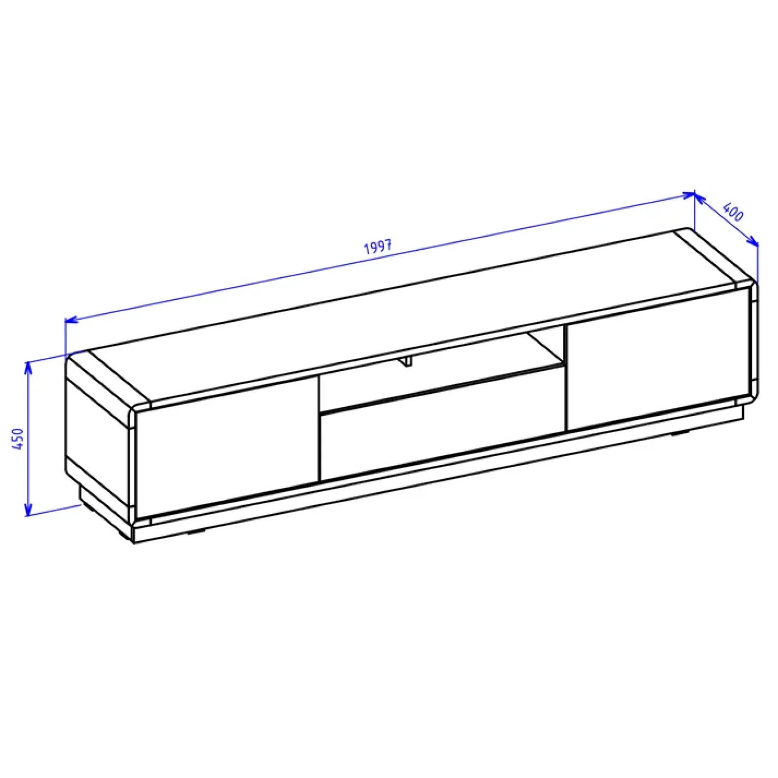 Garnero Arredamenti Mobile Tv In Legno|Mobile Tv Basso-Mobile porta TV 200x45h cm 2 ante 1 cassetto nero opaco rovere Esmond