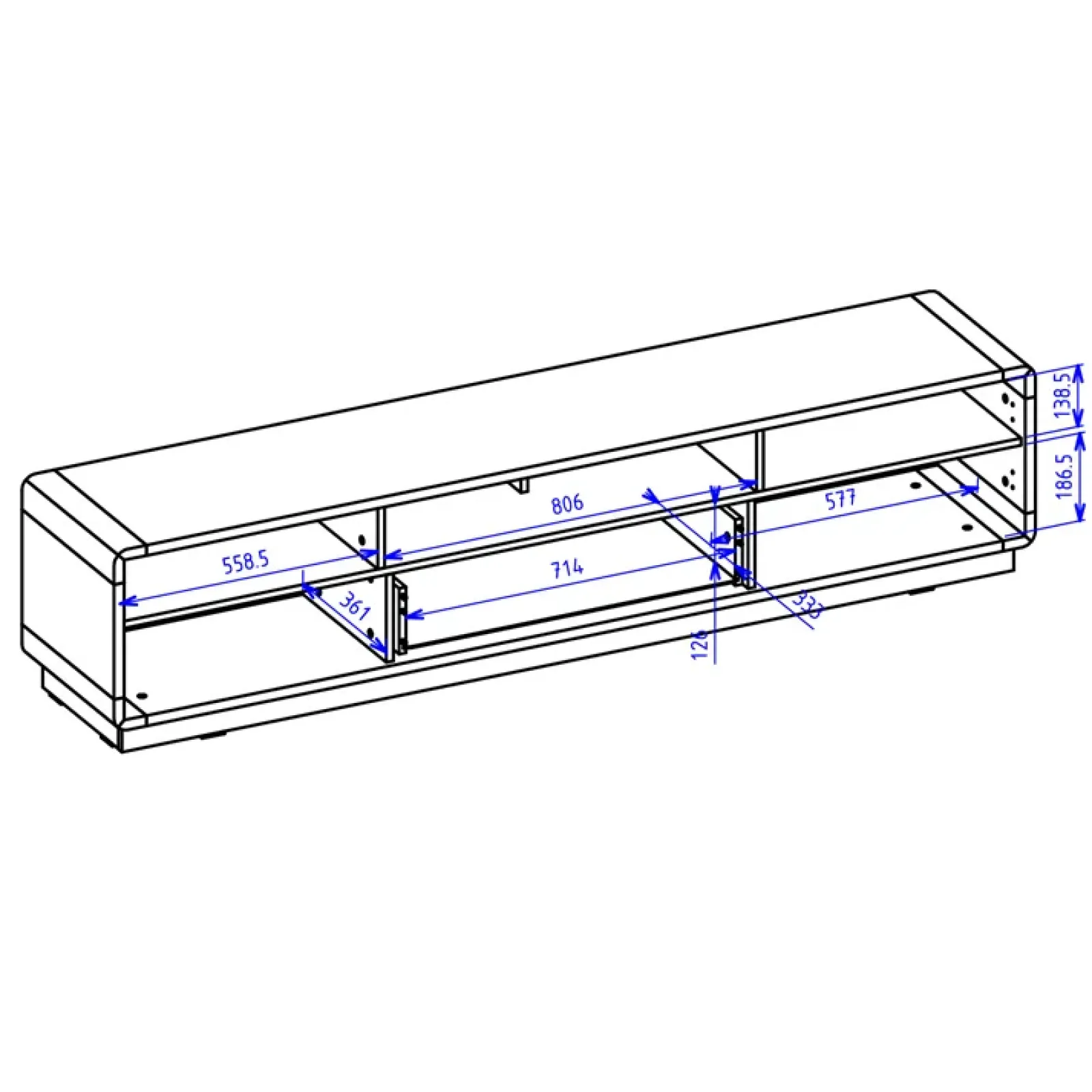 Garnero Arredamenti Mobile Tv In Legno|Mobile Tv Basso-Mobile porta TV 200x45h cm 2 ante 1 cassetto nero opaco rovere Esmond