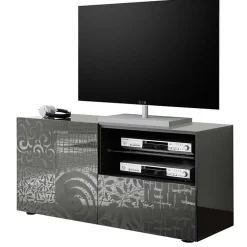 Garnero Arredamenti Mobile Tv Basso|Mobili Tv Moderni-Mobile porta TV 122x57h cm 1 anta 1 cassetto grigio Paradise Antracite