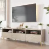 Garnero Arredamenti Mobile Tv Basso|Mobili Tv Moderni-Mobile porta TV 195x57h cm 3 ante 3 vani con frontali decorati beige Simona