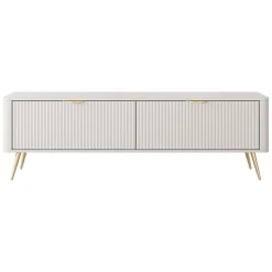 Garnero Arredamenti Mobile Tv Basso-Mobile porta TV 163x51h cm 2 ante cannettato Ramis Beige