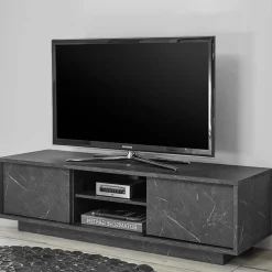 Garnero Arredamenti Mobile Tv Basso|Mobili Tv Moderni-Mobile porta TV 139x44h cm 2 ante soggiorno effetto Viking Marmo Nero