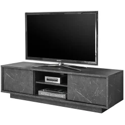 Garnero Arredamenti Mobile Tv Basso|Mobili Tv Moderni-Mobile porta TV 139x44h cm 2 ante soggiorno effetto Viking Marmo Nero