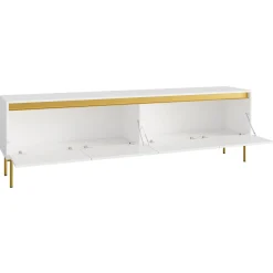 Garnero Arredamenti Mobile Tv Basso-Mobile porta TV 200x60h cm 4 ante bianco oro Praga
