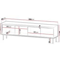 Garnero Arredamenti Mobile Tv Basso-Mobile porta TV 200x60h cm 4 ante bianco oro Praga