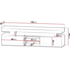 Garnero Arredamenti Mobile Tv Basso|Mobili Tv Moderni-Mobile porta TV 190x54h cm 2 ante con LED nero Lumus Nero Lucido