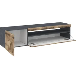 Garnero Arredamenti Mobile Tv In Legno|Mobile Tv Basso-Mobile porta TV 155x37h cm 1 anta ardesia acero Light Small Gihome® Rovere - Antracite