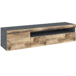 Garnero Arredamenti Mobile Tv In Legno|Mobile Tv Basso-Mobile porta TV 155x37h cm 1 anta ardesia acero Light Small Gihome® Rovere - Antracite