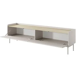 Garnero Arredamenti Mobile Tv Basso-Mobile porta TV 153x50h cm 2 ante beige cannettato rovere Fioca