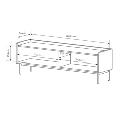 Garnero Arredamenti Mobile Tv Basso-Mobile porta TV 153x50h cm 2 ante beige cannettato rovere Fioca