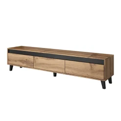 Garnero Arredamenti Mobile Tv Basso|Mobili Tv Moderni-Mobile porta TV 185x42h cm 3 cassetti rovere antracite Salisburgo